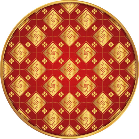 Chinese round decoration. Chinese pattern circle. Luxury line ornament.のイラスト素材