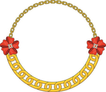 Round Chain frame. Circle chains border. Boho braceletのイラスト素材