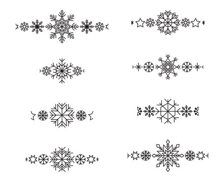 Snowflake border element. Winter snowflake silhouette for Christmas designのイラスト素材