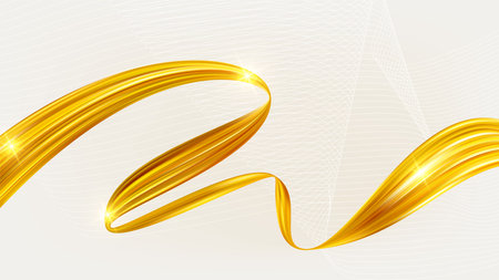 Shiny golden flowing line. Design element for greeting card, award diplomaのイラスト素材