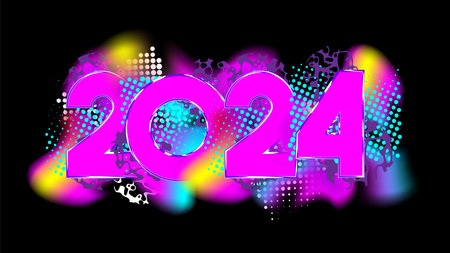 2024 New Year. 2024 gradient halftone number. Calendar header design