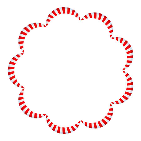 Christmas Candy Cane Frame. Striped ribbon circle sticker.のイラスト素材
