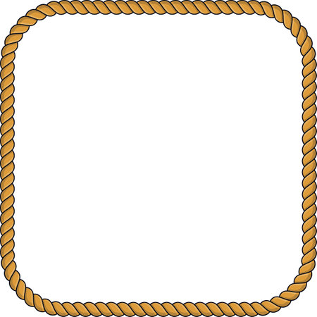 Square rope frame isolated on white background. Twisted cord.のイラスト素材