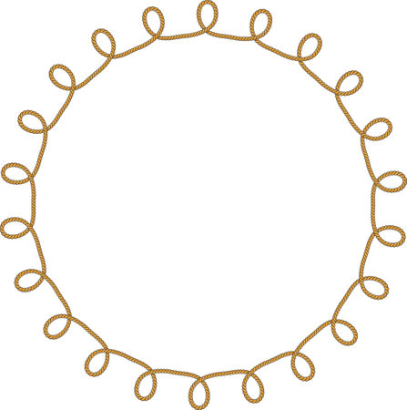Round rope frame isolated on white background. Twisted cordのイラスト素材