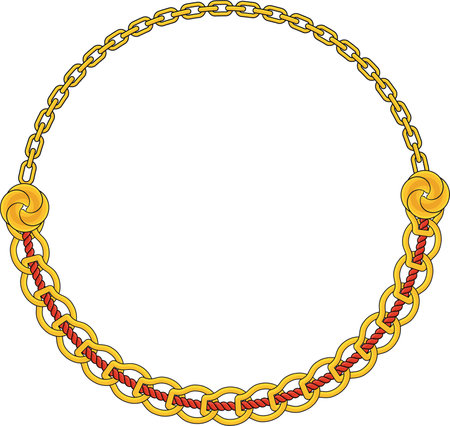 Round Chain frame. Circle chains border. Boho braceletのイラスト素材