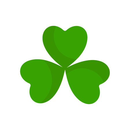 Flat shamrock icon. Clover three leaves logo. Green floral sticker.のイラスト素材