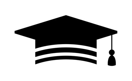 Graduation hat logo. Graduate cap flat sign.のイラスト素材
