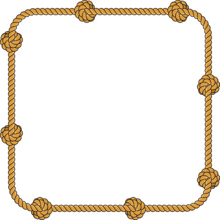 Square rope frame isolated on white background. Twisted cord.のイラスト素材