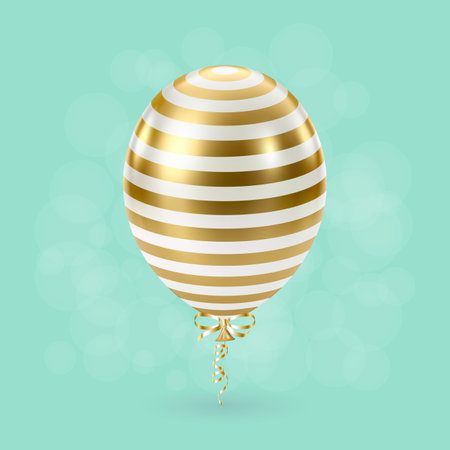 Gold white balloon. Luxury realistic balloons. Striped pattern.のイラスト素材