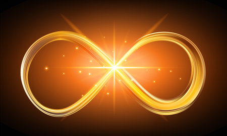 Gold shining infinity symbol. Glowing infinity signのイラスト素材