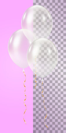 White Gold transparent balloon. 3D glitter luxury realistic balloons.のイラスト素材