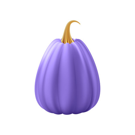 3d realistic pumpkin. Purple pumpkin with golden stem.のイラスト素材