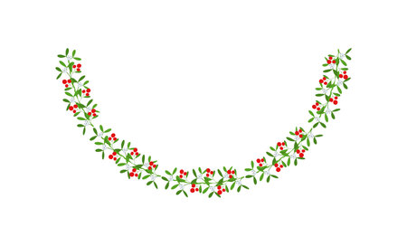 Semicircular Christmas floral garland. Wreath Frame. Spruce evergreen branchのイラスト素材