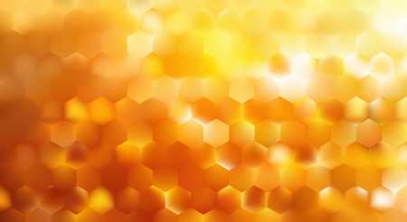 Golden abstract hexagon mosaic background. Glowing gold honeycombのイラスト素材