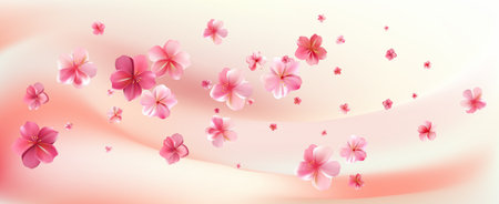 Delicate light pink sakura flowers flow. Wind swirlsのイラスト素材