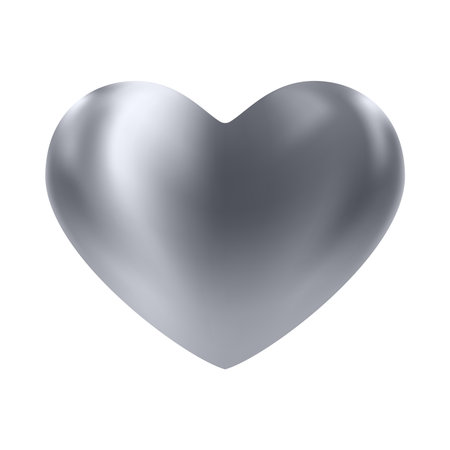 Silver glossy 3d heart. Luxury realistic heart balloon.のイラスト素材