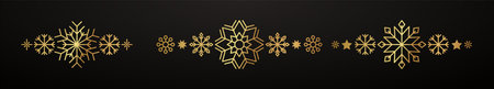 Gold snowflake border. Winter Christmas design decoration.