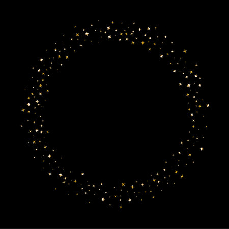 Golden serpentine ribbons frame. Confetti round banner. Luxury streamerのイラスト素材