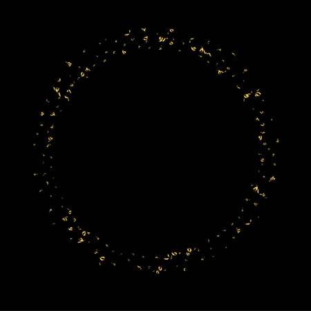 Golden serpentine ribbons frame. Confetti round banner. Luxury streamerのイラスト素材