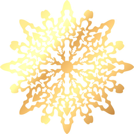 Carved snowflake. Vintage gold glitter foil snowflake.のイラスト素材
