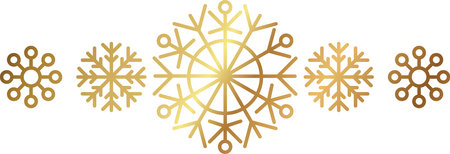 Gold snowflake border. Winter Christmas design decoration.のイラスト素材