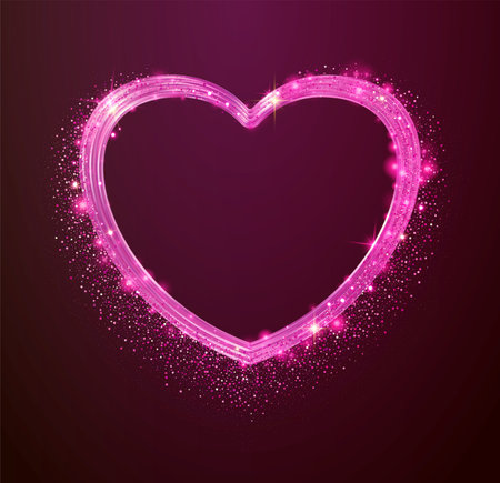 Pink glitter heart frame set. Luxury shimmer heart shape.のイラスト素材