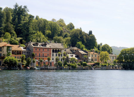 Lake Orta and San Guilio Island in Northern Italy	の写真素材