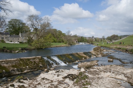 The village of Grassington in the Yorkshire Dales and Linton Fallsの写真素材