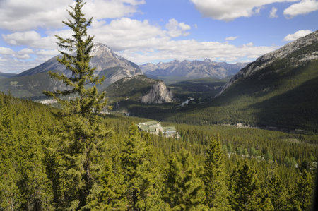 View from top of Sulphur Mountain in Banff National Park Alberta Canada