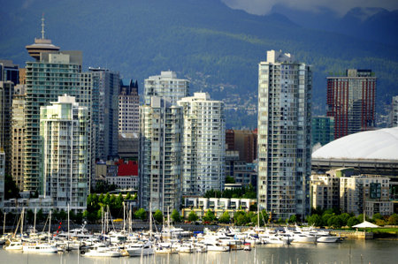 City Skyline of Vancouver in British Columbia in Canadaの写真素材