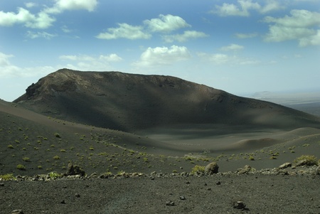 The Fire Mountains of Timanfaya National Park on the island of Lanzarote Spainの写真素材