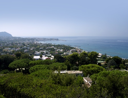 The Isle of Ischia in the Bay of Naples Italyの写真素材