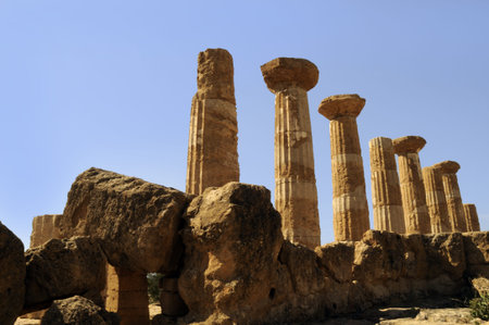 Temple of Hercules at Agrigento in Sicilyの写真素材