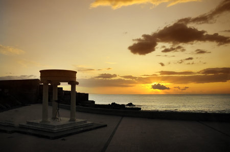 Coast at Taormina Mare Sicily Italyの写真素材