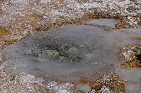 Geothermal pool in Yellowstone National Park Wyomingの写真素材