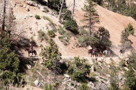 Riding through the hoodos of Bryce Canyon Utah USAの写真素材