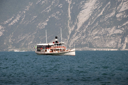 Ferry on Lake Garda in Northern Italyのeditorial素材
