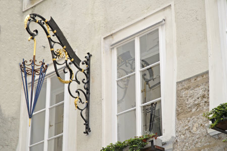 The shopping street the Getriedergasse in Salzburg Austriaのeditorial素材