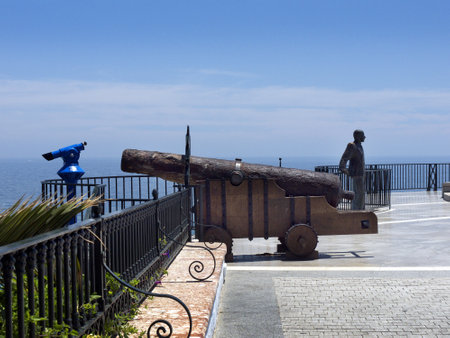 Statue on the Bacon de Europa in Nerja on the Costa del Sol in Andalucia Spainのeditorial素材