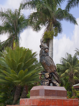 Parrot statue in Puerto de la Cruz in Tenerife in the Canary Islands Spainのeditorial素材
