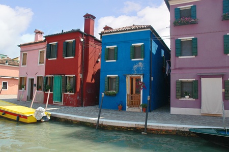 Island of Burano in Venetian Lagoon Venice Italyの写真素材