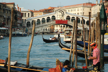 The Grand Canal with the Rialto Bridge in Venice Italyのeditorial素材