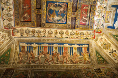Spectacular ceiling in the Castello Estense in Ferrara Italyのeditorial素材