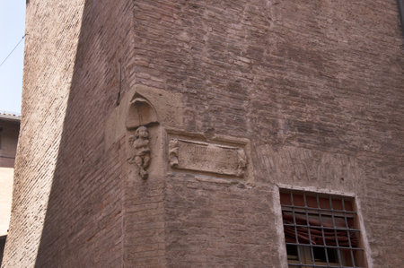 Medieval tower detail in Bologna Italyのeditorial素材