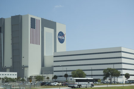 Shuttle Assembly Building at Kennedy Space Centre at Cape Canavarel Floridaのeditorial素材