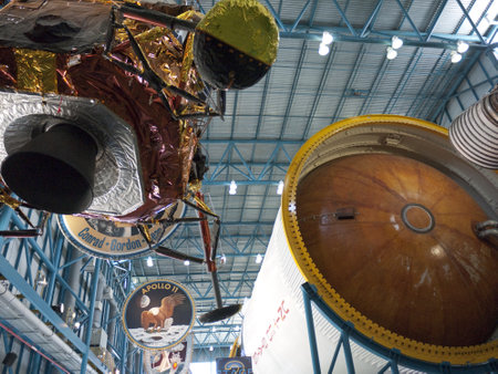 Space vehicles at Kennedy Space Centre at Cape Canavarel Floridaのeditorial素材