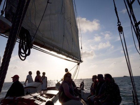 Sailing in sunset off Key West Florida USAのeditorial素材