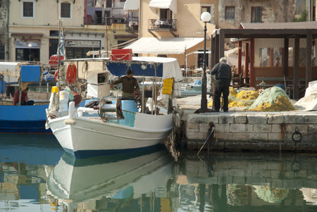 The Venetian Harbour at Rethymno Crete Greeceのeditorial素材