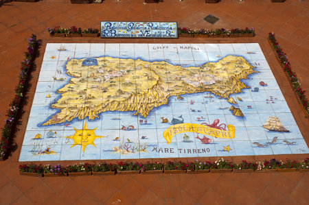 Map of Capri in the pavement in Anacapri Italyのeditorial素材