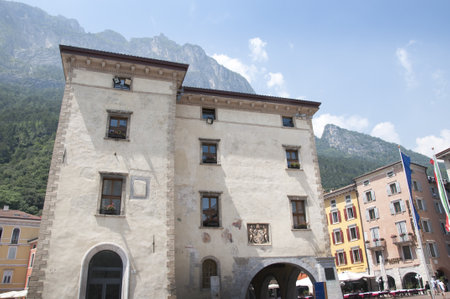 Riva del Garda is one of the lovely small towns on this lake in Northern Italy. Lake Garda is a popular European tourist destination situated near the Dolomites and Italian Alps.のeditorial素材